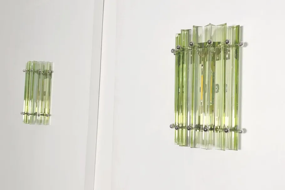 Clearance Pamono Vintage Murano Wall Sconces in Green, 1990s, Set of 2