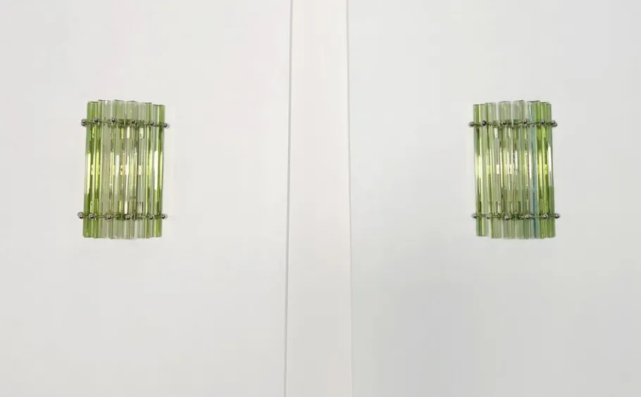 Clearance Pamono Vintage Murano Wall Sconces in Green, 1990s, Set of 2