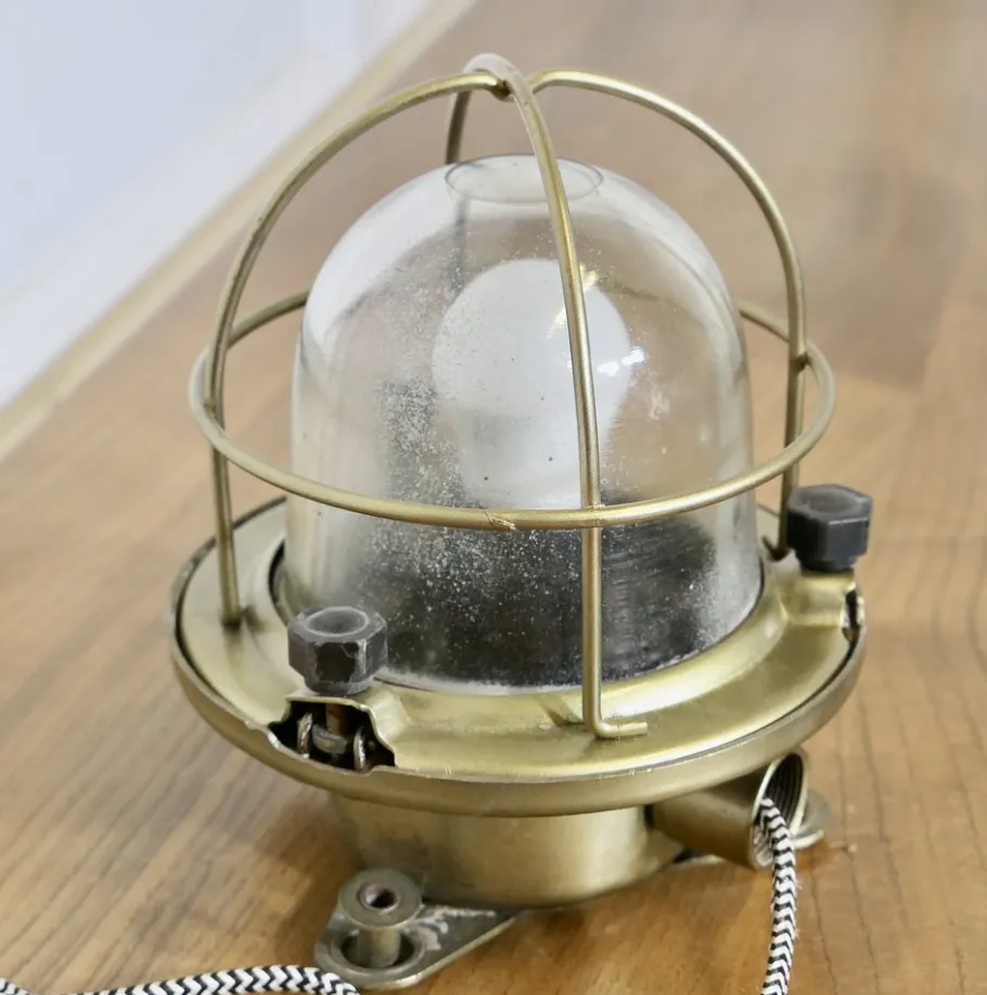 New Pamono Vintage Nautical Brass Bulk Head Light, 1920s