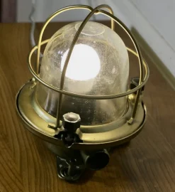 New Pamono Vintage Nautical Brass Bulk Head Light, 1920s