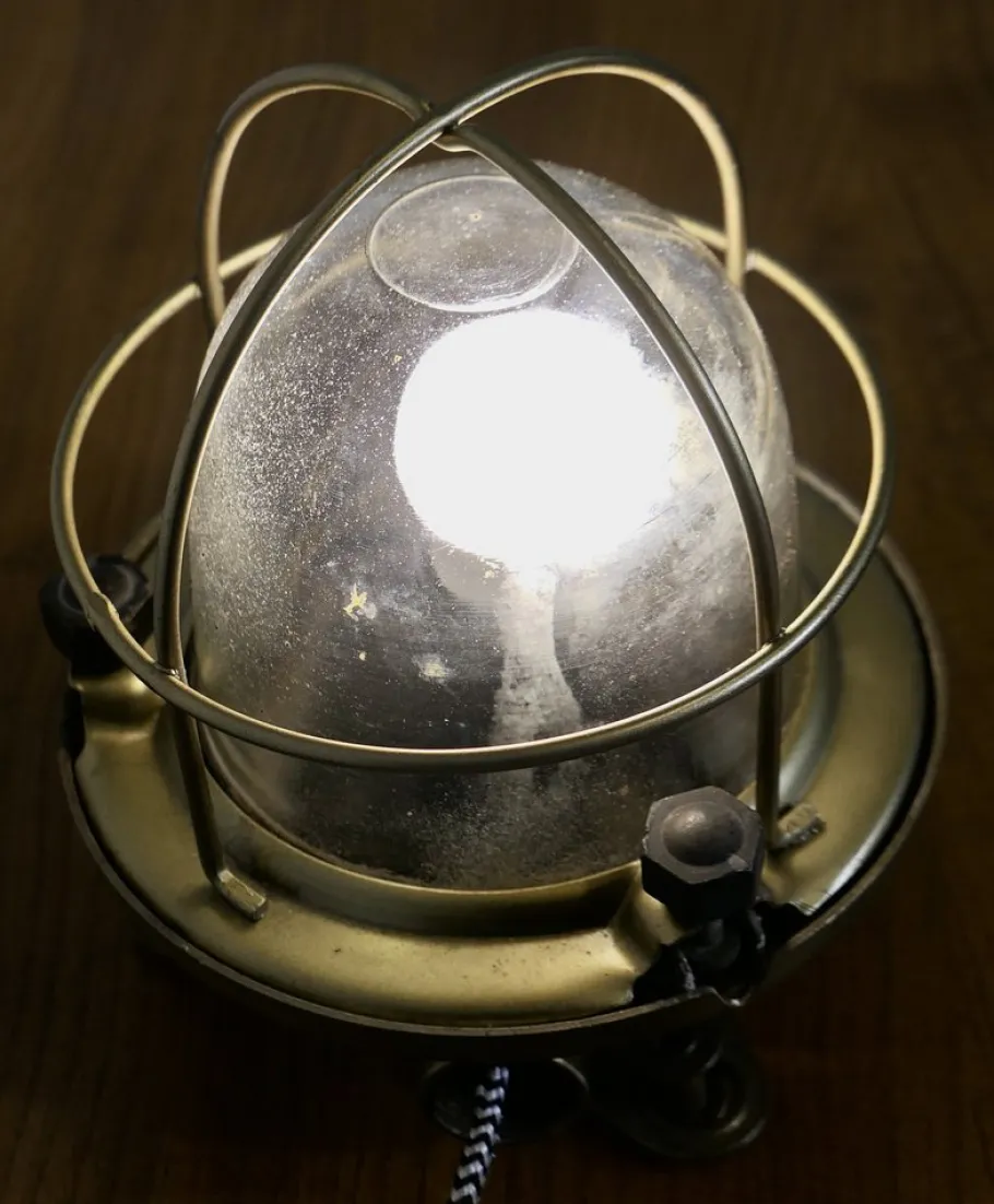 New Pamono Vintage Nautical Brass Bulk Head Light, 1920s