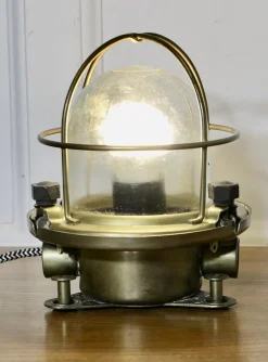 New Pamono Vintage Nautical Brass Bulk Head Light, 1920s