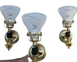 Pamono Vintage Neoclassical Empire Brass Wall Sconces with Black Hand & Torch by Maison Jansen, Set of 3