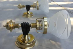 Pamono Vintage Neoclassical Empire Brass Wall Sconces with Black Hand & Torch by Maison Jansen, Set of 3