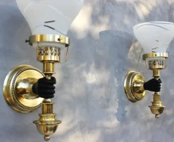 Pamono Vintage Neoclassical Empire Brass Wall Sconces with Black Hand & Torch by Maison Jansen, Set of 3