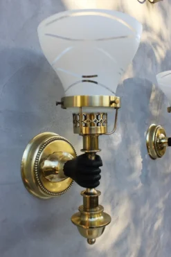 Pamono Vintage Neoclassical Empire Brass Wall Sconces with Black Hand & Torch by Maison Jansen, Set of 3