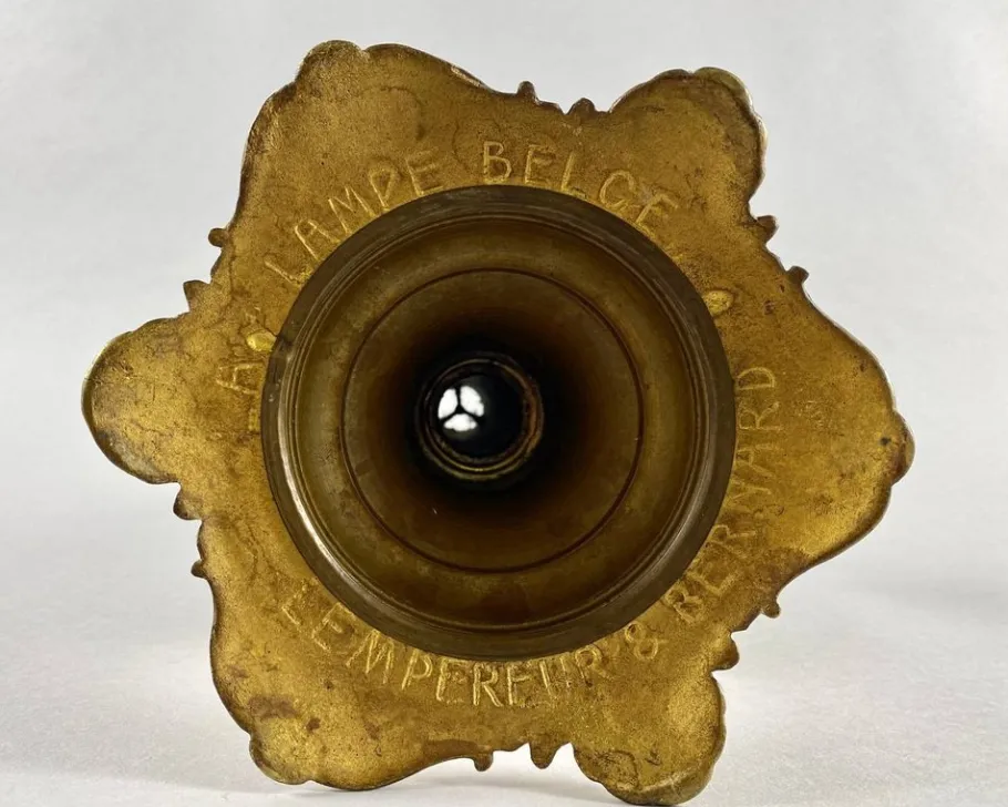 Clearance Pamono Vintage Oil Table Lamp in Brass from Lempereur & Bernard, Belgium