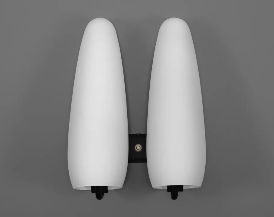 Best Pamono Vintage Opaline Glass Wall Lamps by Louis Kalff for Philips, 1950s, Set of 2