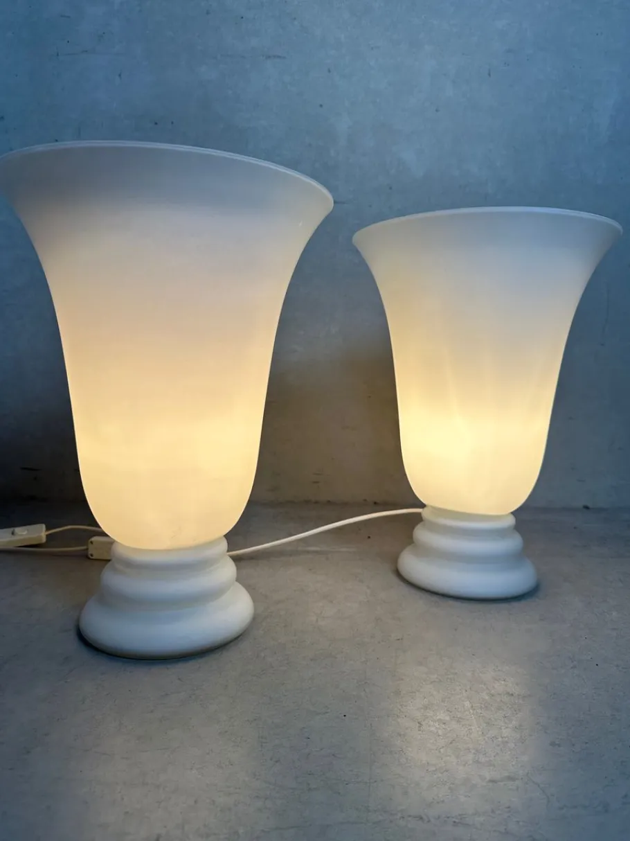 Discount Pamono Vintage Opaline Lamps, 1970s, Set of 2