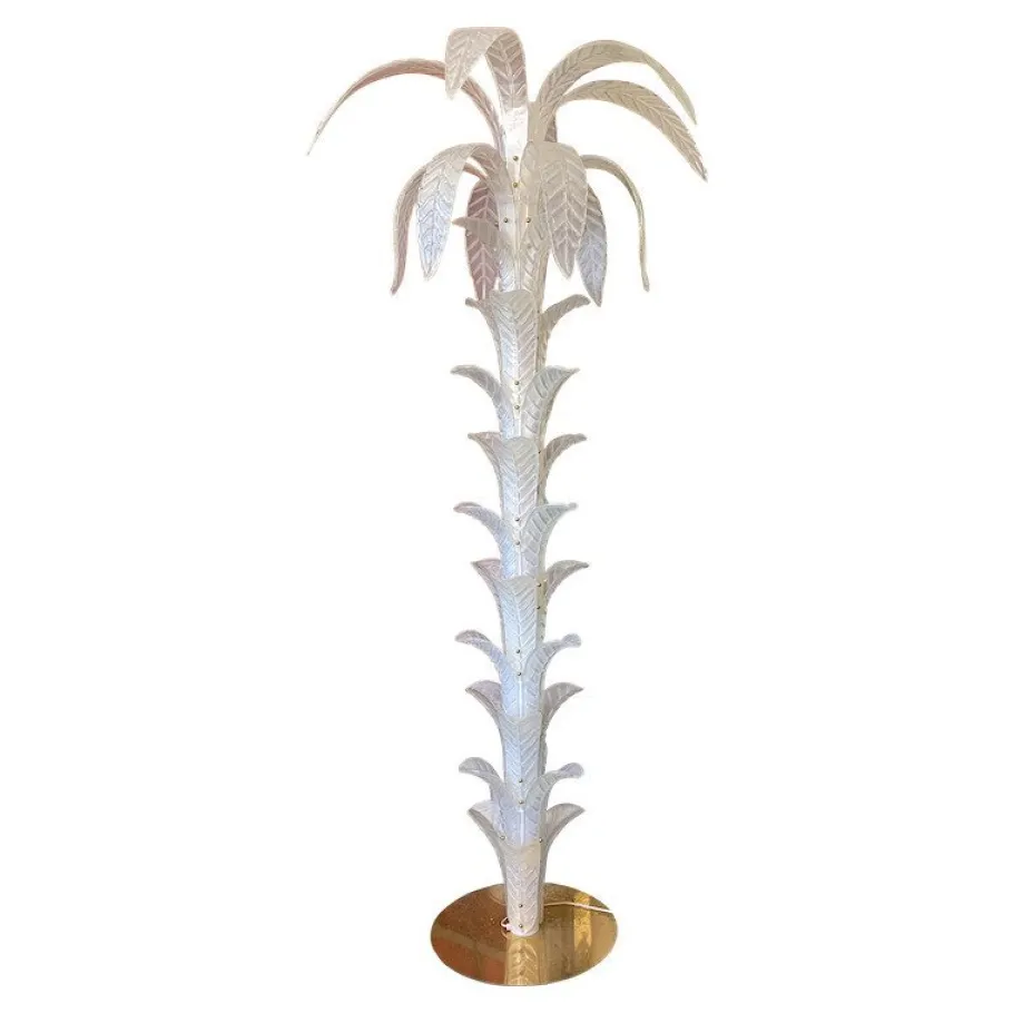Outlet Pamono Vintage Opalino Palm Tree Murano Glass Floor Lamp from Simoeng