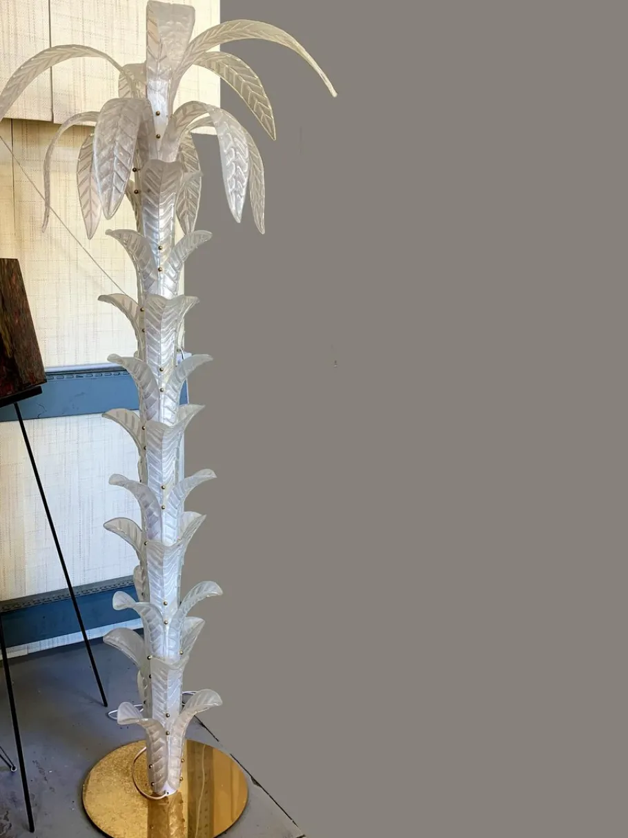 Outlet Pamono Vintage Opalino Palm Tree Murano Glass Floor Lamp from Simoeng