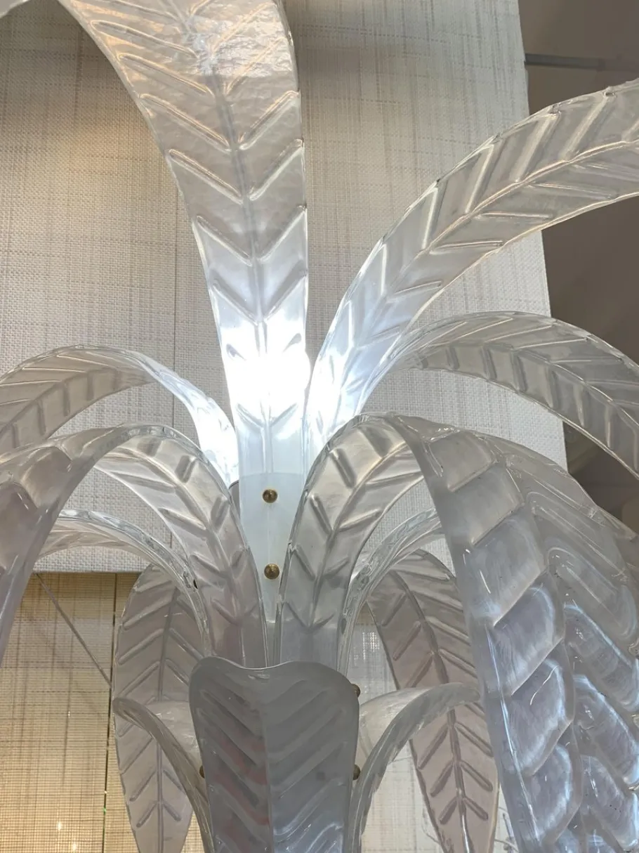 Outlet Pamono Vintage Opalino Palm Tree Murano Glass Floor Lamp from Simoeng