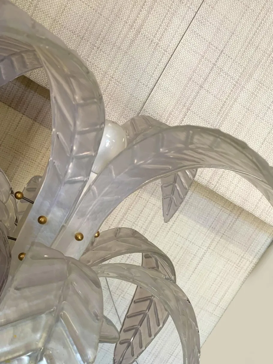 Outlet Pamono Vintage Opalino Palm Tree Murano Glass Floor Lamp from Simoeng