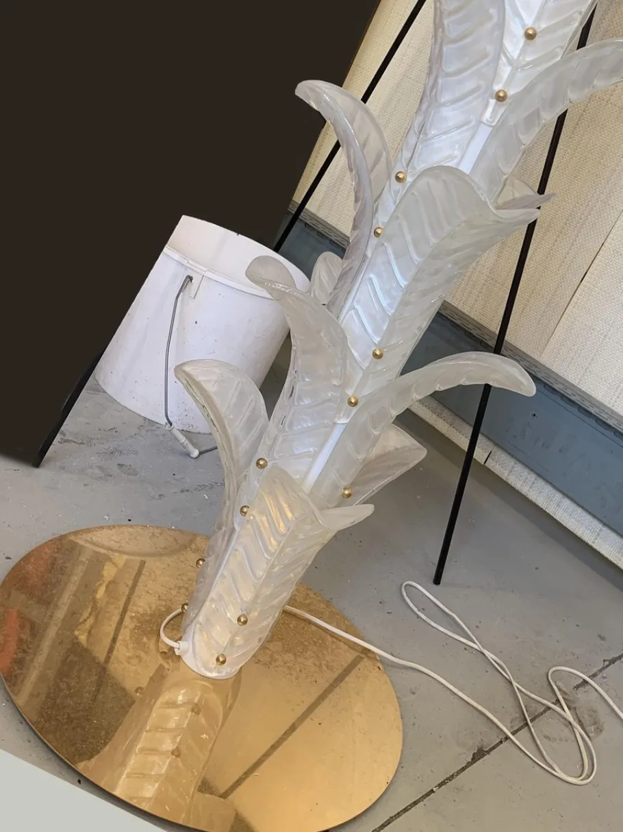 Outlet Pamono Vintage Opalino Palm Tree Murano Glass Floor Lamp from Simoeng