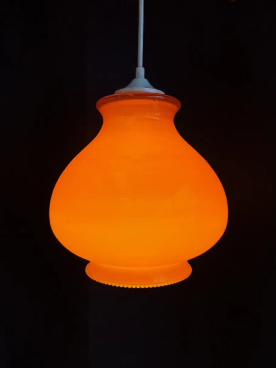 Best Pamono Vintage Orange Opaline Pendant Light, 1970s