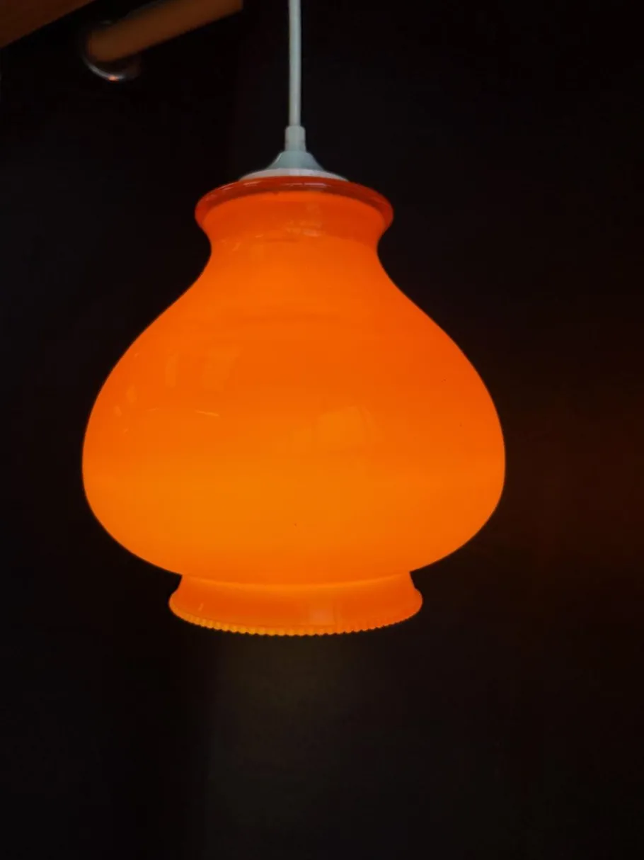 Best Pamono Vintage Orange Opaline Pendant Light, 1970s