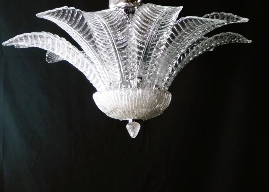 Discount Pamono Vintage Palmette Chandelier in Handmade Murano Crystal, Italy, 1985
