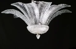 Discount Pamono Vintage Palmette Chandelier in Handmade Murano Crystal, Italy, 1985
