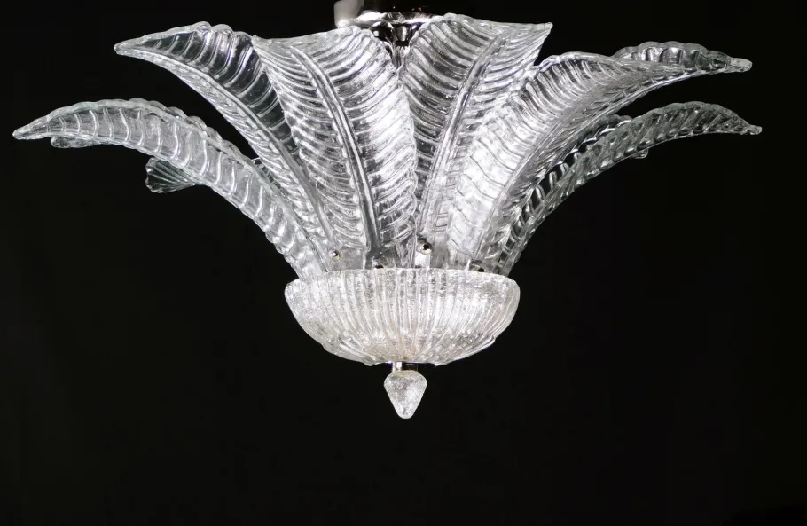 Discount Pamono Vintage Palmette Chandelier in Handmade Murano Crystal, Italy, 1985