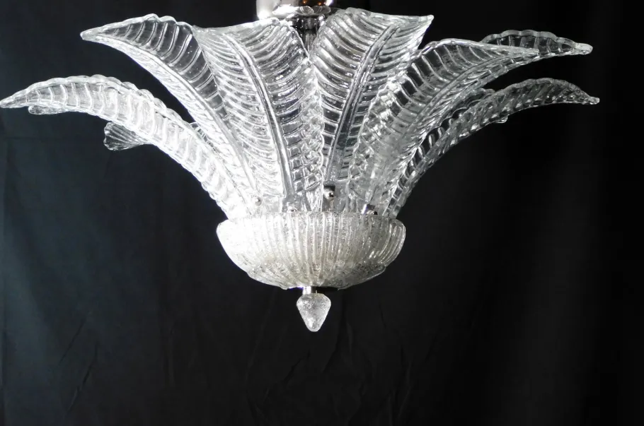 Discount Pamono Vintage Palmette Chandelier in Handmade Murano Crystal, Italy, 1985