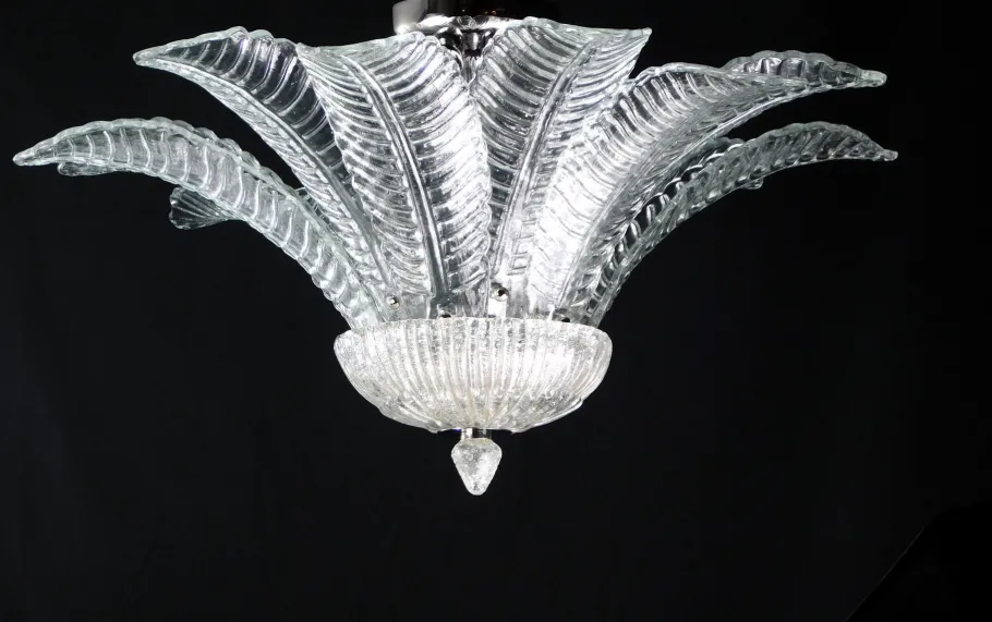 Discount Pamono Vintage Palmette Chandelier in Handmade Murano Crystal, Italy, 1985