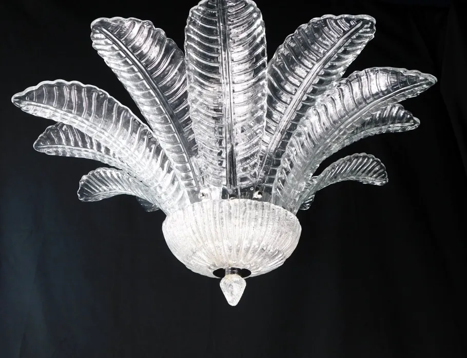 Discount Pamono Vintage Palmette Chandelier in Handmade Murano Crystal, Italy, 1985