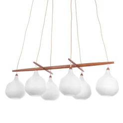 Clearance Pamono Vintage Pendant Lamp in Teak & Glass by Uno & Östen Kristiansson for Luxus, 1950s