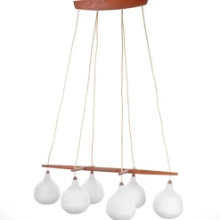 Clearance Pamono Vintage Pendant Lamp in Teak & Glass by Uno & Östen Kristiansson for Luxus, 1950s