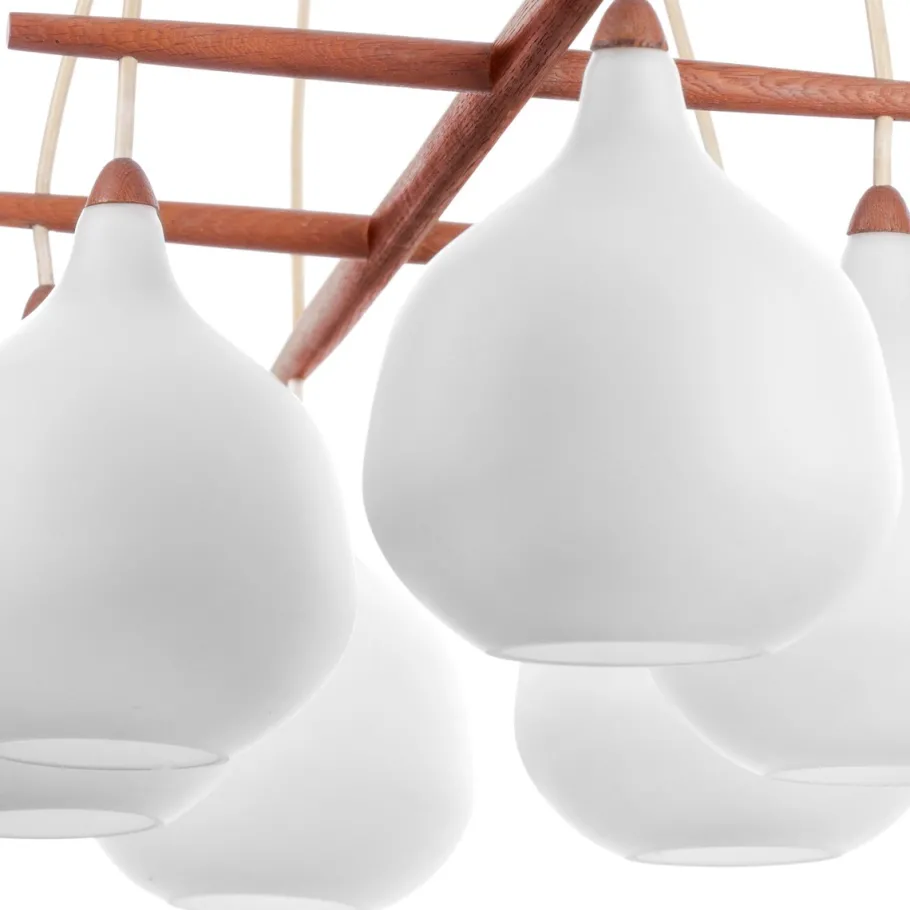 Clearance Pamono Vintage Pendant Lamp in Teak & Glass by Uno & Östen Kristiansson for Luxus, 1950s