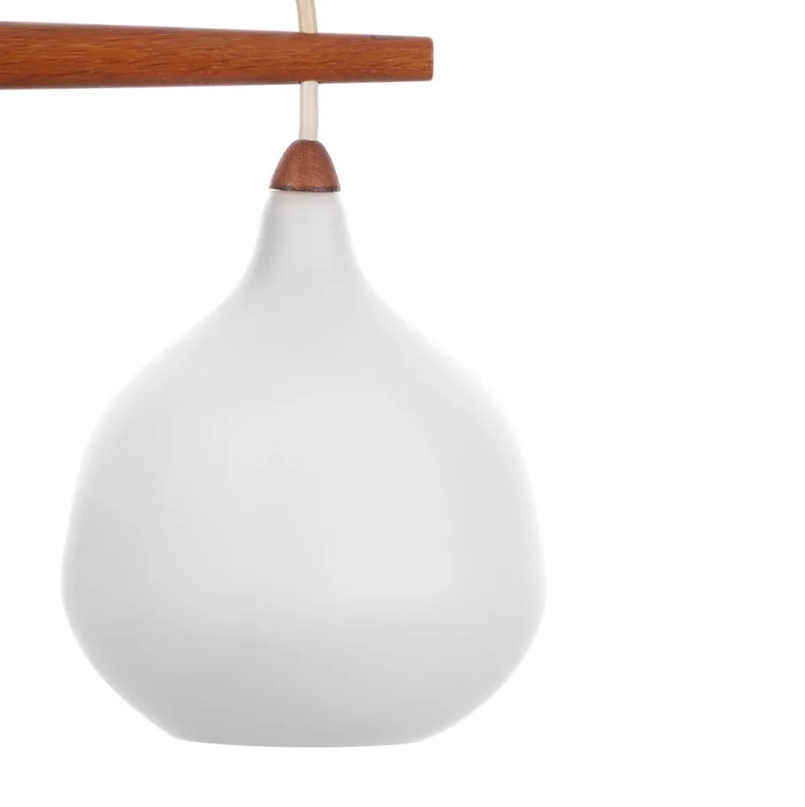 Clearance Pamono Vintage Pendant Lamp in Teak & Glass by Uno & Östen Kristiansson for Luxus, 1950s