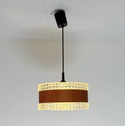 New Pamono Vintage Pendant Lamp with Brown Ring, 1970s