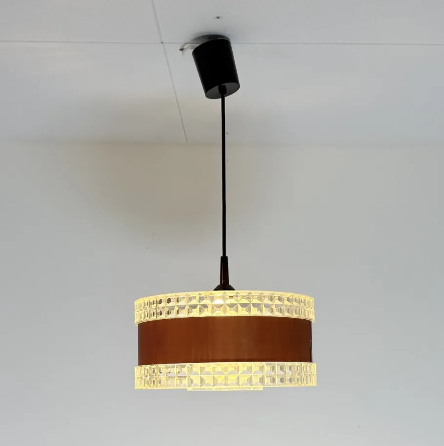 New Pamono Vintage Pendant Lamp with Brown Ring, 1970s