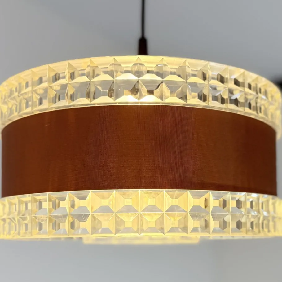 New Pamono Vintage Pendant Lamp with Brown Ring, 1970s