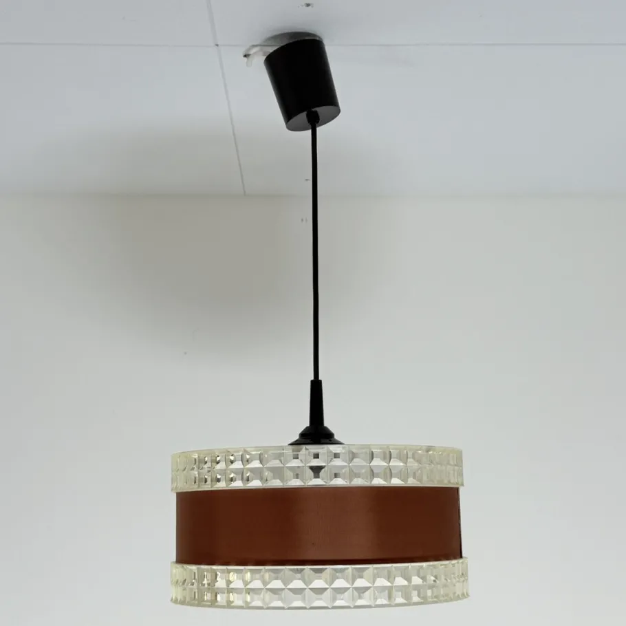 New Pamono Vintage Pendant Lamp with Brown Ring, 1970s