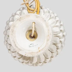 New Pamono Vintage Pine Cone Shaped White Ceramic Table Lamps, 1960s, Set of 2