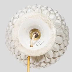 New Pamono Vintage Pine Cone Shaped White Ceramic Table Lamps, 1960s, Set of 2