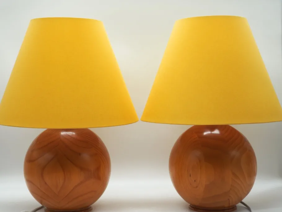 Sale Pamono Vintage Pine Table Lamps from Ikea, Sweden, 1980s, Set of 2