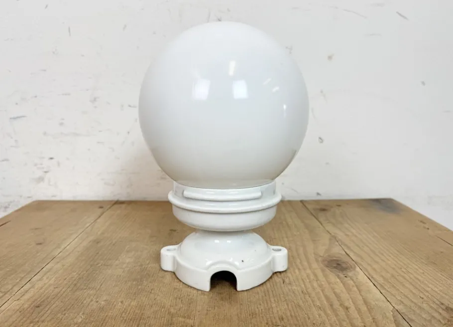 Discount Pamono Vintage Porcelain and Milk Glass Ceiling Light, 1960s