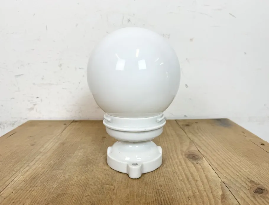 Discount Pamono Vintage Porcelain and Milk Glass Ceiling Light, 1960s