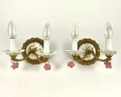 Sale Pamono Vintage Porcelain Chandelier & Sconces, Italy, Set of 3