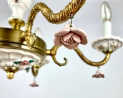 Sale Pamono Vintage Porcelain Chandelier & Sconces, Italy, Set of 3