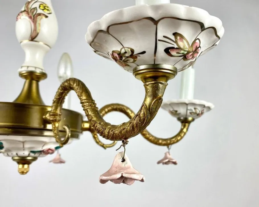 Sale Pamono Vintage Porcelain Chandelier & Sconces, Italy, Set of 3