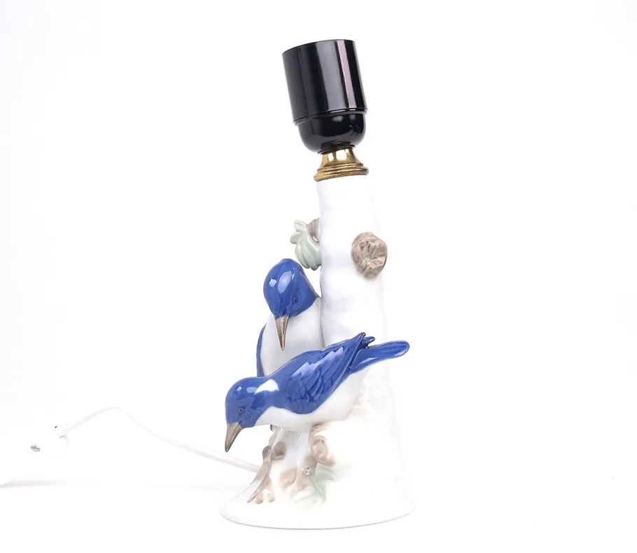 New Pamono Vintage Porcelain Lamp Base with Kingfishers from Wagner & Apel, 1960s