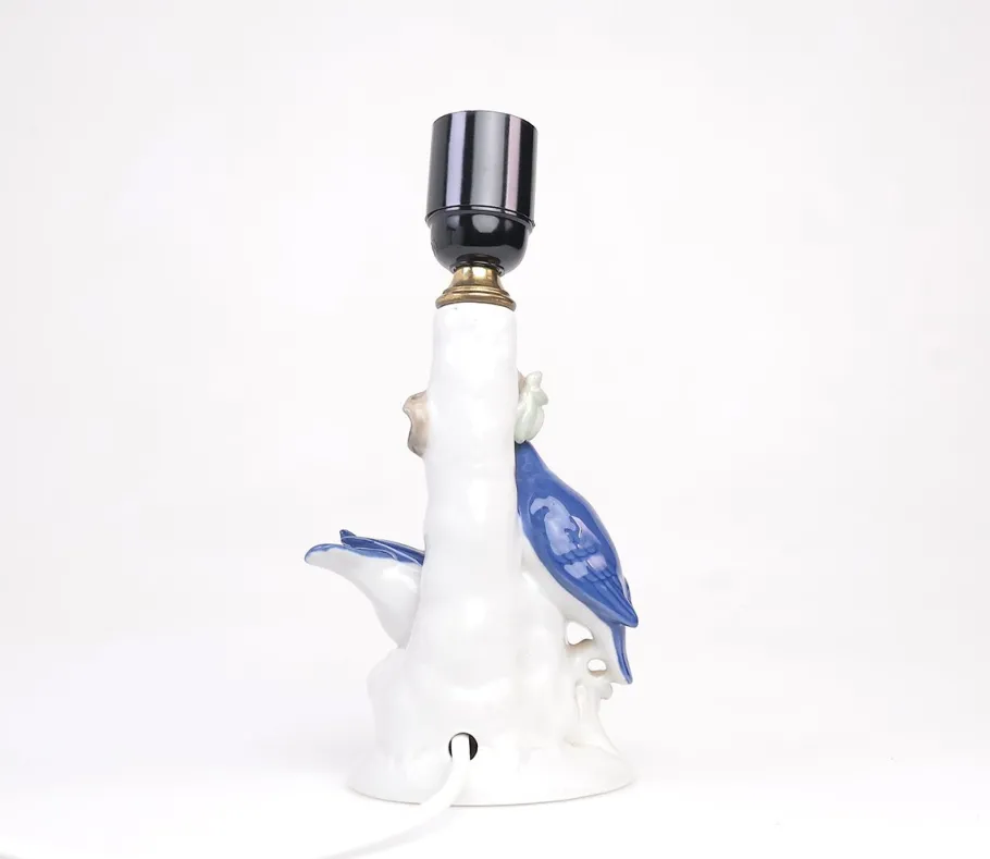New Pamono Vintage Porcelain Lamp Base with Kingfishers from Wagner & Apel, 1960s