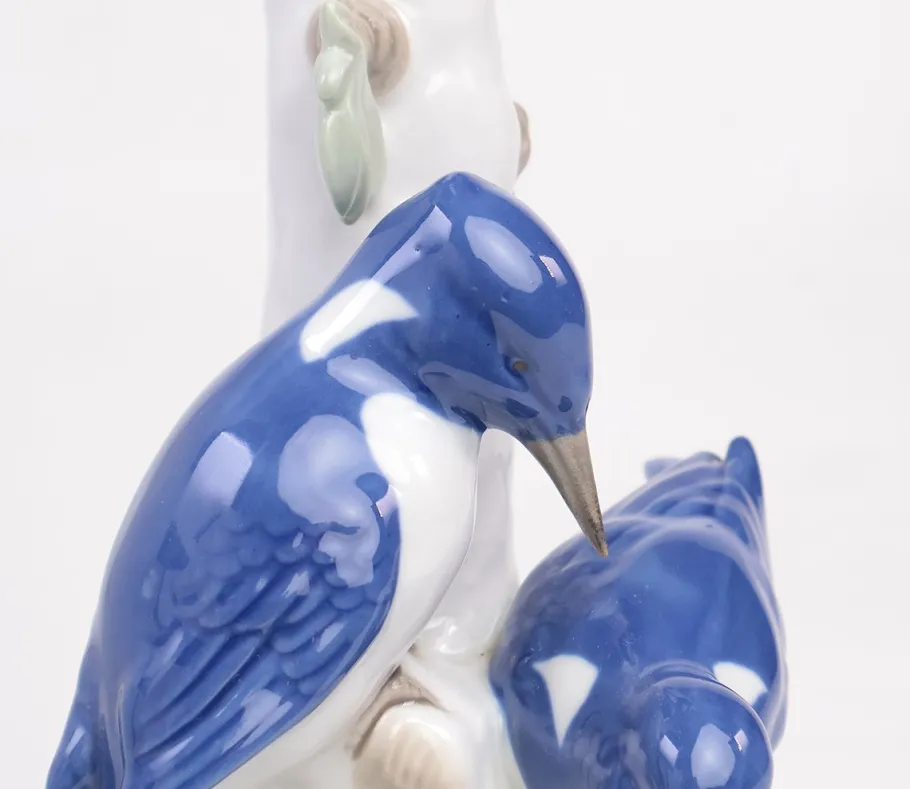 New Pamono Vintage Porcelain Lamp Base with Kingfishers from Wagner & Apel, 1960s