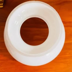 Pamono Vintage Porcelain Lamp with Milkglass Lampshade