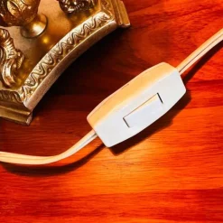 Pamono Vintage Porcelain Lamp with Milkglass Lampshade