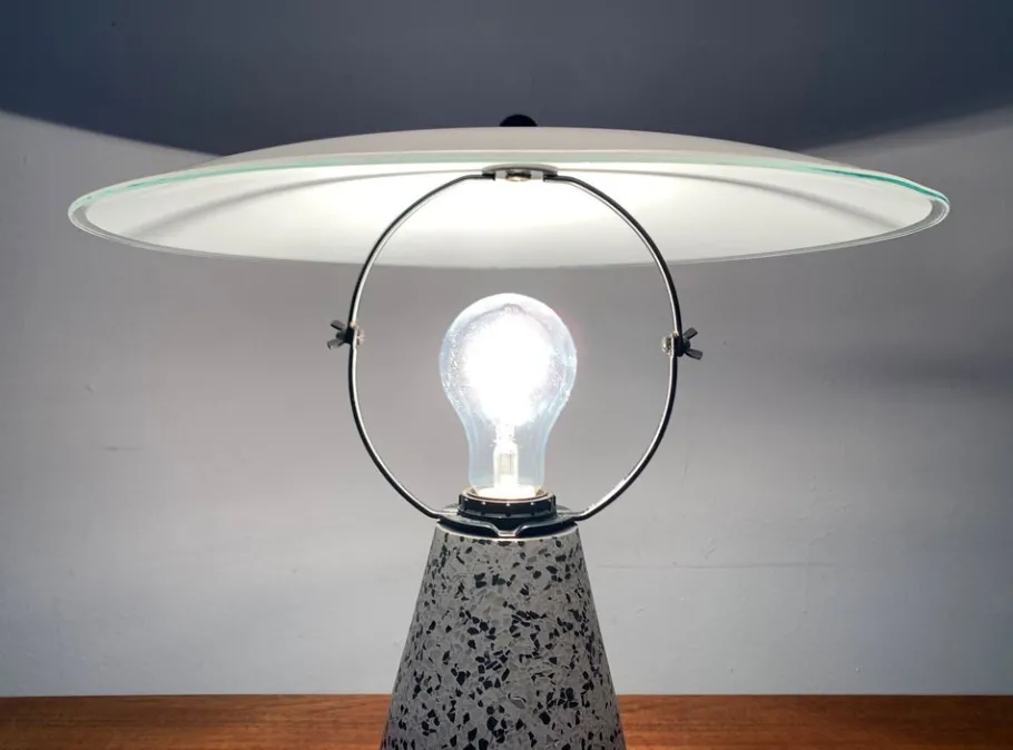 Hot Pamono Vintage Postmodern Eno Glass and Terrazzo Table Lamp from Ikea, 1990s
