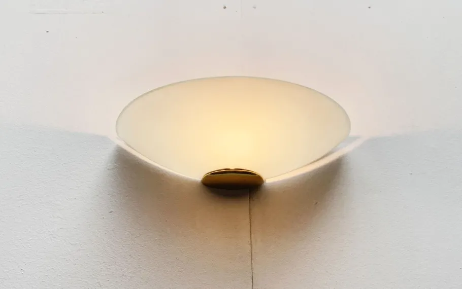 Sale Pamono Vintage Postmodern Glass Wall Lamp Sconce from Metalarte, 1980s