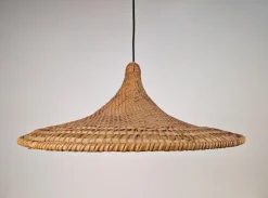 Discount Pamono Vintage Rattan & Bamboo Witch Hat Pendant Lamp, 1960s